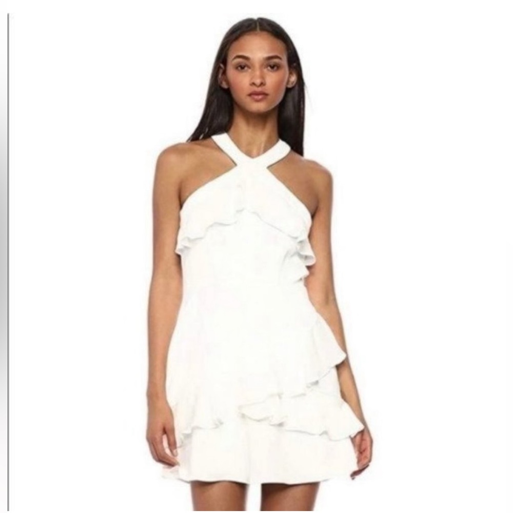 Parker White Ruffle Halter Rikki Dress